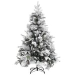 vidaXL Sapin de Noël à flocons de neige et pommes de pin 150 cm PVC/PE