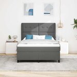 vidaXL Lit à ressorts avec matelas Gris foncé 160 x 200 cm tissu