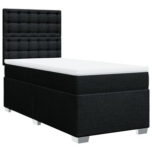 vidaXL Sommier à lattes de lit avec matelas Noir 90x190 cm Tissu