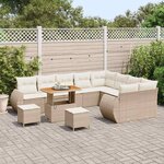 vidaXL Ensemble de canapé de jardin 12 Pièces Beige polyrotin