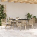 vidaXL Ensemble de salle à manger pour jardin 7 Pièces Beige Poly rotin