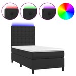 vidaXL Sommier à lattes de lit avec matelas et LED Noir 100x200 cm