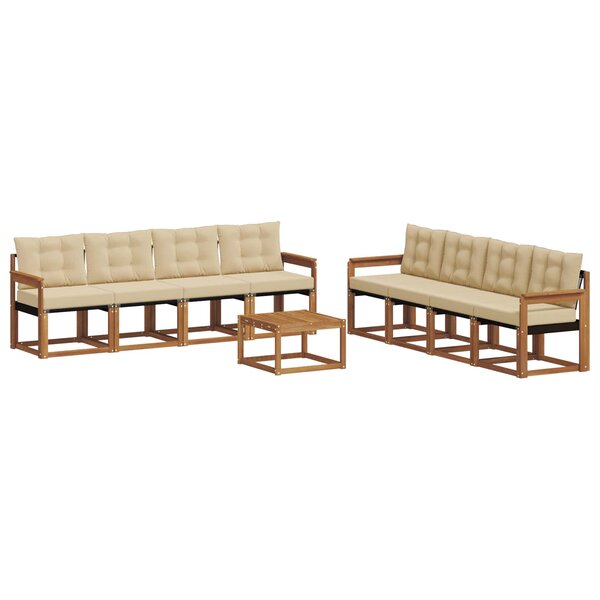 vidaXL Ensemble de canapés d'extérieur 9 Pièces Naturel et Beige