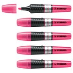 Surligneur LUMINATOR Niveau Visible Pointe Biseautée Rose x 5 STABILO