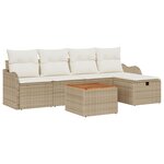 vidaXL Ensemble de canapé de jardin 6 pièces avec coussins beige poly rattan