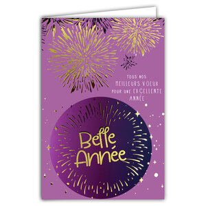 Carte Meilleurs Vœux Bonne Année + Enveloppe 12x17cm