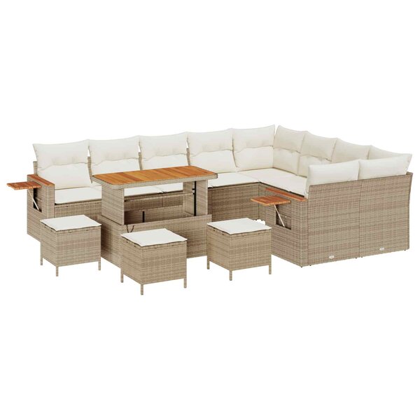 vidaXL Ensemble de canapé de jardin 13 Pièces Beige polyrotin
