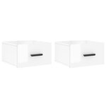 vidaXL Tables de chevet murales 2 Pièces blanc brillant 35x35x20 cm