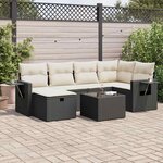 vidaXL Salon de jardin 7 Pièces avec coussins noir résine tressée