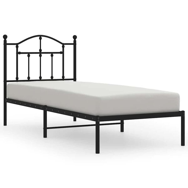 vidaXL Cadre de lit métal sans matelas avec tête de lit noir 90x190 cm
