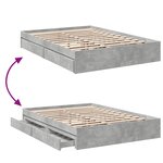 vidaXL Cadre de lit avec tiroirs sans matelas gris béton 140x190 cm
