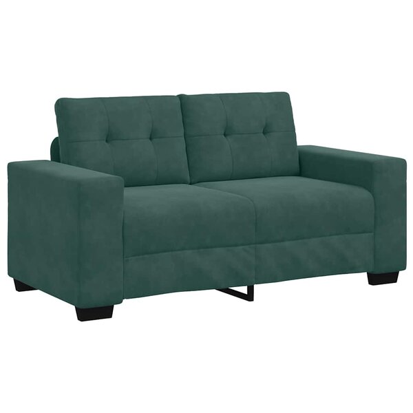 vidaXL Canapé deux places avec coussin Vert foncé Velours