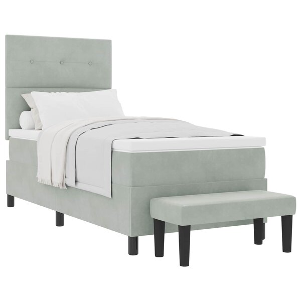vidaXL Lit à ressorts avec tête de lit Gris clair 200 x 90 cm Velours