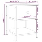 vidaXL Tables de chevet 2Pièces chêne fumé 34x35 5x45cm bois d’ingénierie