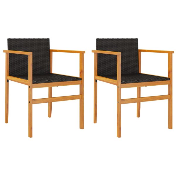 vidaXL Chaises de jardin lot de 2 noir résine tressée et bois massif