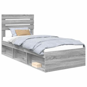 vidaXL Cadre de lit Gris Sonoma 90 x 190 cm Pin massif