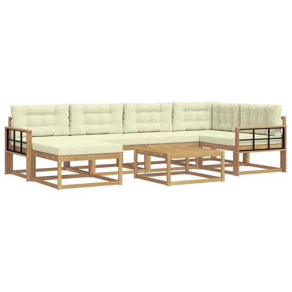 vidaXL Ensemble de canapés d'extérieur 7 Pièces Blanc et crème