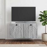 vidaXL Meuble TV mural Sonoma gris 59 5 x 41 x 30 cm Bois d'ingénierie