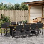 vidaXL Ensemble de salle à manger pour jardin 11 Pièces Noir Poly rotin
