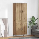 vidaXL Haut Armoire 2 Pièces Chêne artisanal Bois d'ingénierie et verre