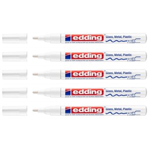 Marqueur Peinture Brillante 751 Blanc Pointe Moyenne 1-2 mm x 5 EDDING
