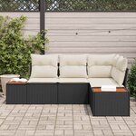 vidaXL Ensemble de canapé de jardin avec coussin 5 Pièces Noir Poly rotin