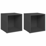 vidaXL Meubles TV 2 Pièces gris 37x35x37 cm bois d’ingénierie