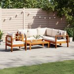 vidaXL Salon de jardin avec coussins 5 Pièces Bois d'acacia solide