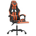 vidaXL Chaise de jeu pivotante repose-pied Noir et orange Similicuir