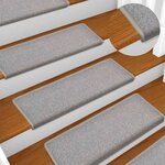 vidaXL Tapis d'escalier 30 pièces 65 x 21 x 4 cm Gris clair Bord rectangulaire
