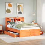 vidaXL Lit bibliothèque sans matelas cire marron 140x200 cm pin massif