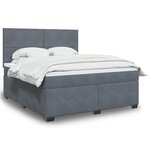 vidaXL Sommier à lattes de lit et matelas Gris foncé 180x200cm Velours