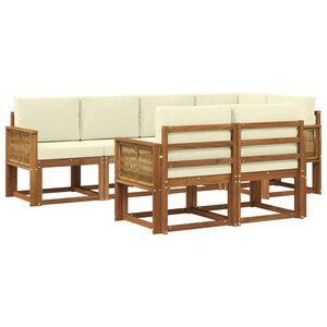 vidaXL Ensemble de canapés d'extérieur 7 Pièces Naturel et Crème