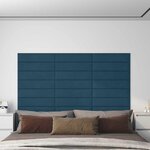 vidaXL Tête de lit murale 12 Pièces Bleu Velours