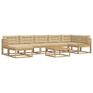 vidaXL Ensemble de canapés d'extérieur 8 Pièces Blanc et Beige