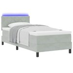 vidaXL Lit à ressort LED avec matelas Gris clair 90 x 190 cm Velours
