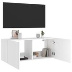 vidaXL Meuble TV mural avec lumières LED blanc 100x35x41 cm