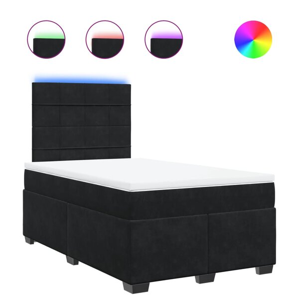 vidaXL Sommier à lattes de lit avec matelas Noir 120x200 cm Velours