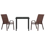 vidaXL Ensemble de salle à manger de jardin en 3 pièces Marron Textilene et Acier