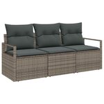 vidaXL Ensemble de canapé de jardin 3 Pièces Gris Poly rotin
