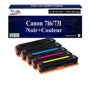 T3AZUR -5x Toners compatibles avec Canon 716/731 pour Canon LBP5050 LBP7100Cn LBP7110Cw MF623Cn MF628Cw MF8030CN MF8040CN MF8050CN MF8080CW MF8230Cn MF8280Cw