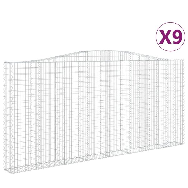 vidaXL Paniers à gabions arqués 9 Pièces 400x30x180/200 cm Fer galvanisé
