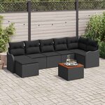 vidaXL Ensemble de canapé de jardin 8 Pièces Noir Poly rotin