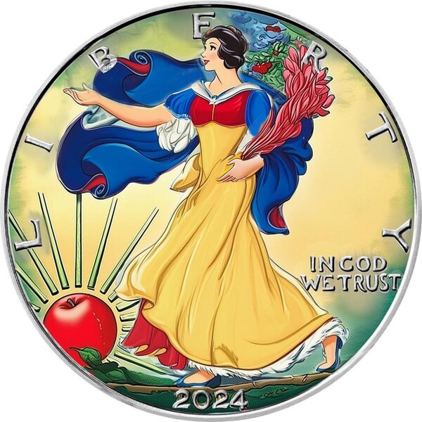 Pièce de monnaie en Argent 1 Dollar g 31.1 (1 oz) Millésime 2024 Liberty Tales SNOW WHITE