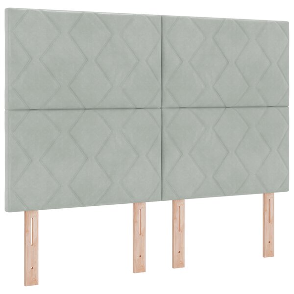 vidaXL Tête de lit LED Gris clair Ensemble de 3 Gris clair Tissu  Bois