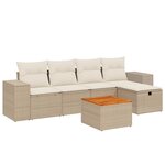 vidaXL Salon de jardin avec coussins 6 Pièces beige résine tressée
