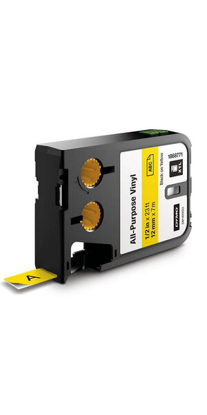 Dymo xtl - ruban adhésif permanent en vinyle  12mm x 7m - noir sur jaune