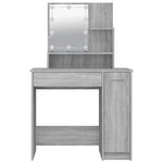 vidaXL Coiffeuse avec LED Sonoma gris 86 5x35x136 cm