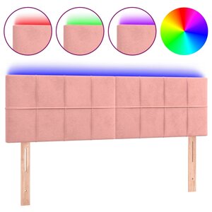 vidaXL Tête de lit à LED Rose 144x5x78/88 cm Velours