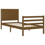 vidaXL Cadre de lit tête de lit marron miel 90x200 cm bois massif